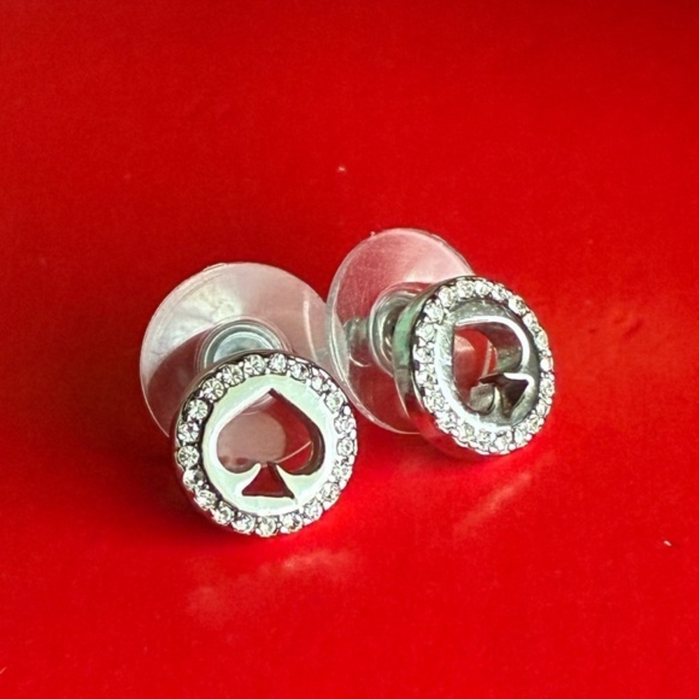 Kate Spade Silver and Crystal Spade Earrings